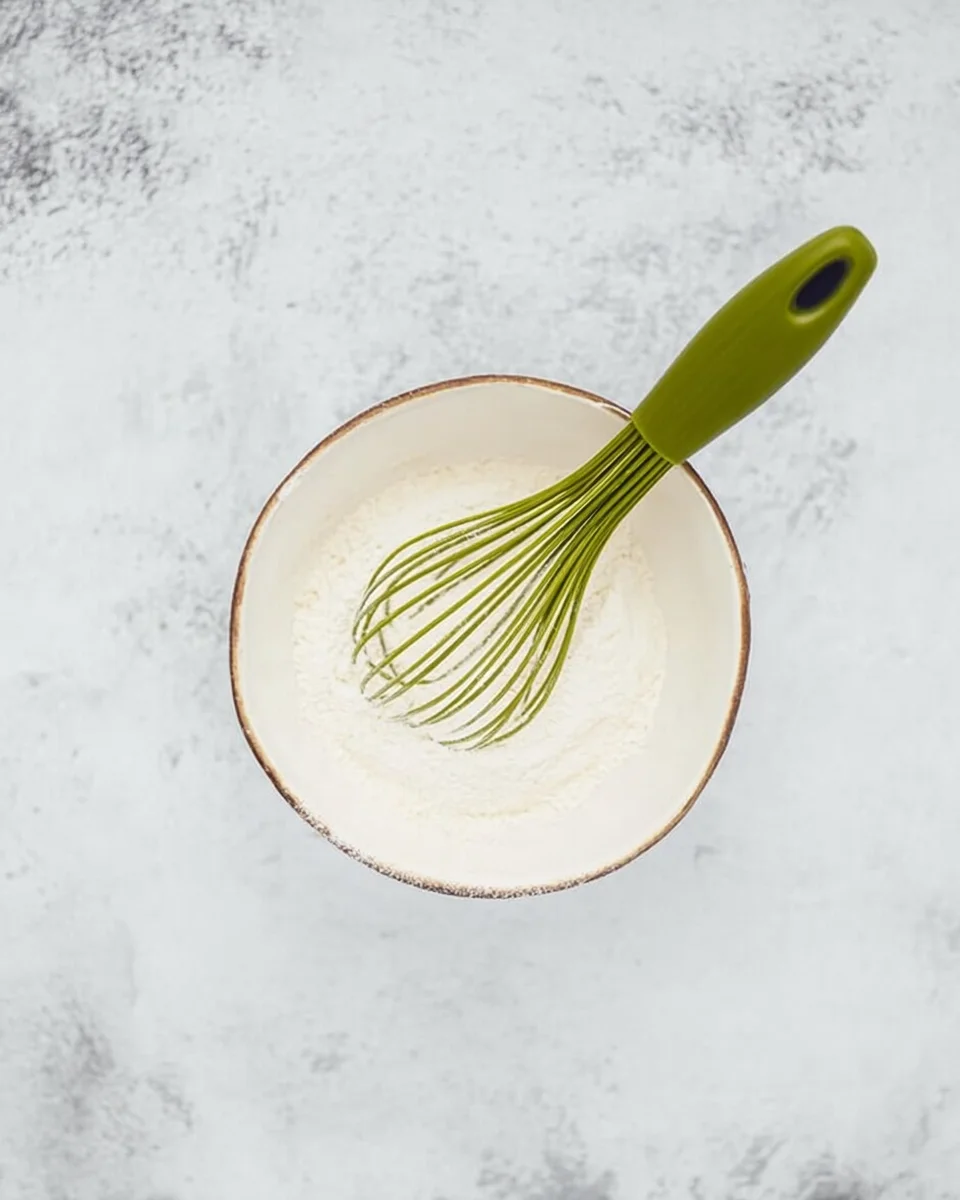 whisk flour, baking powder, and salt.