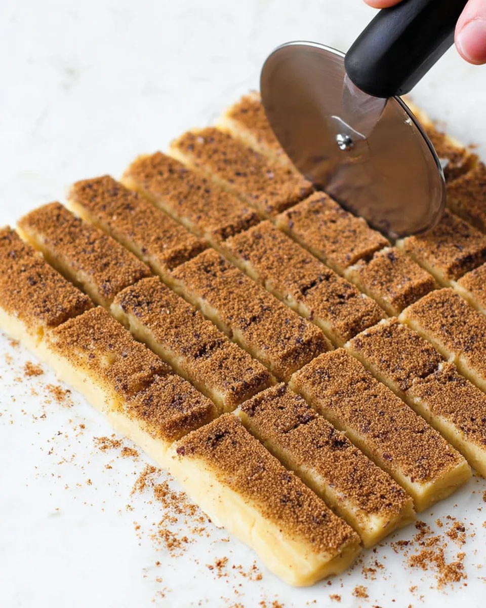 Cookie dough cut into thin rectangles