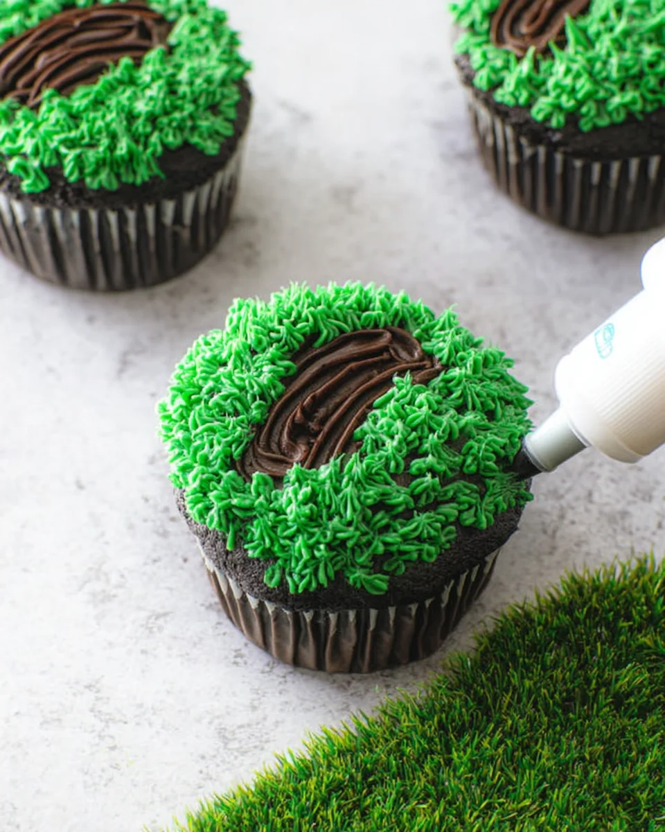 piping green grass around the football