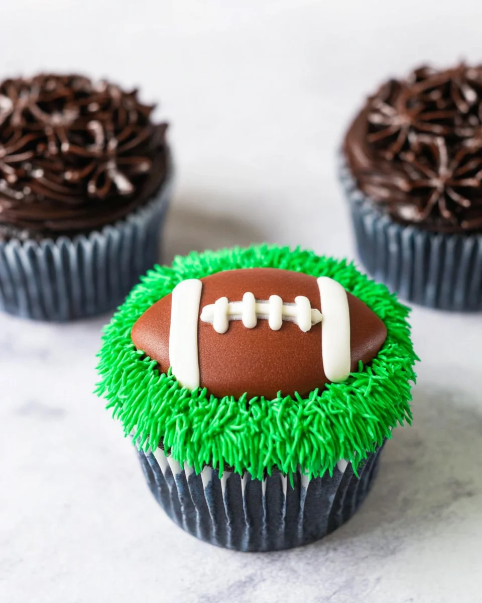 decorated football cupcake