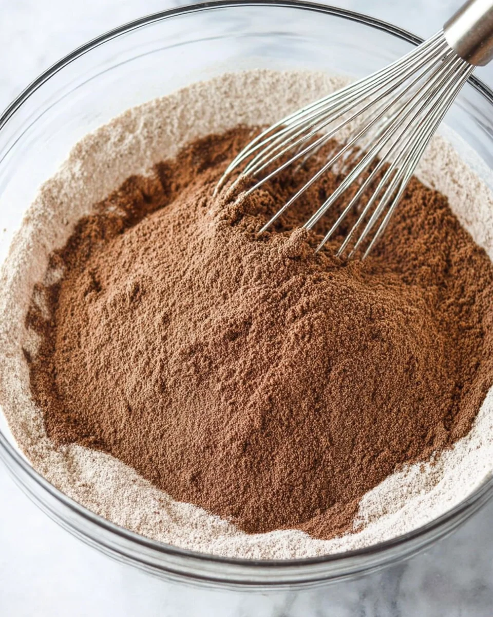 Made with 3 layers of moist chocolate cake, Nutella buttercream, and ganache, this Nutella Chocolate Cake recipe is rich & decadent. Dry chocolate cake ingredients in a bowl