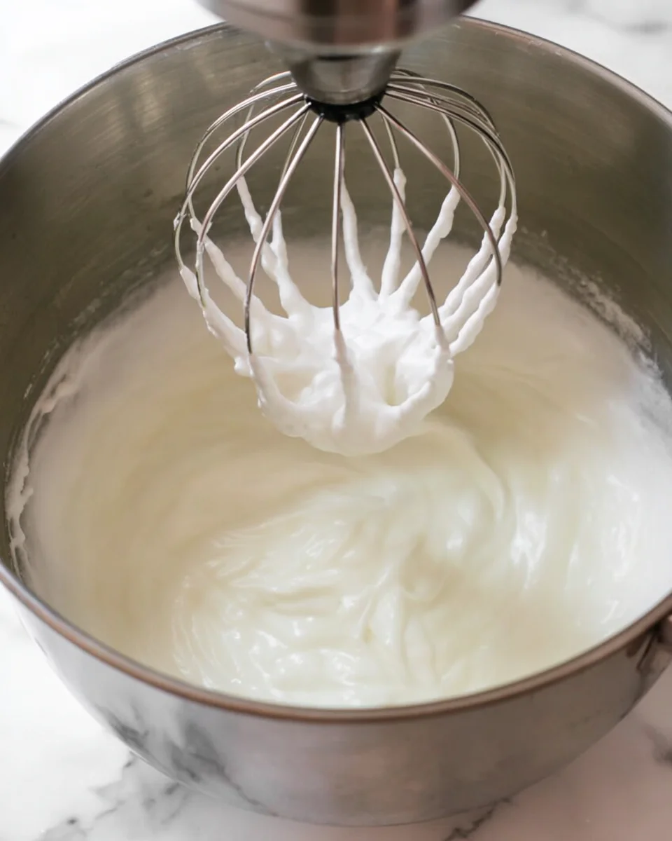 Whipping egg whites into stiff peaks