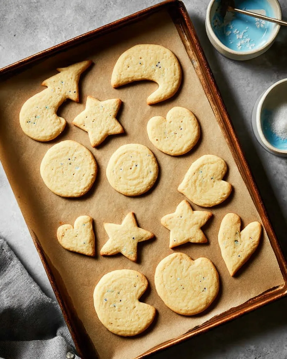 Baked cookies on a baking sheet.