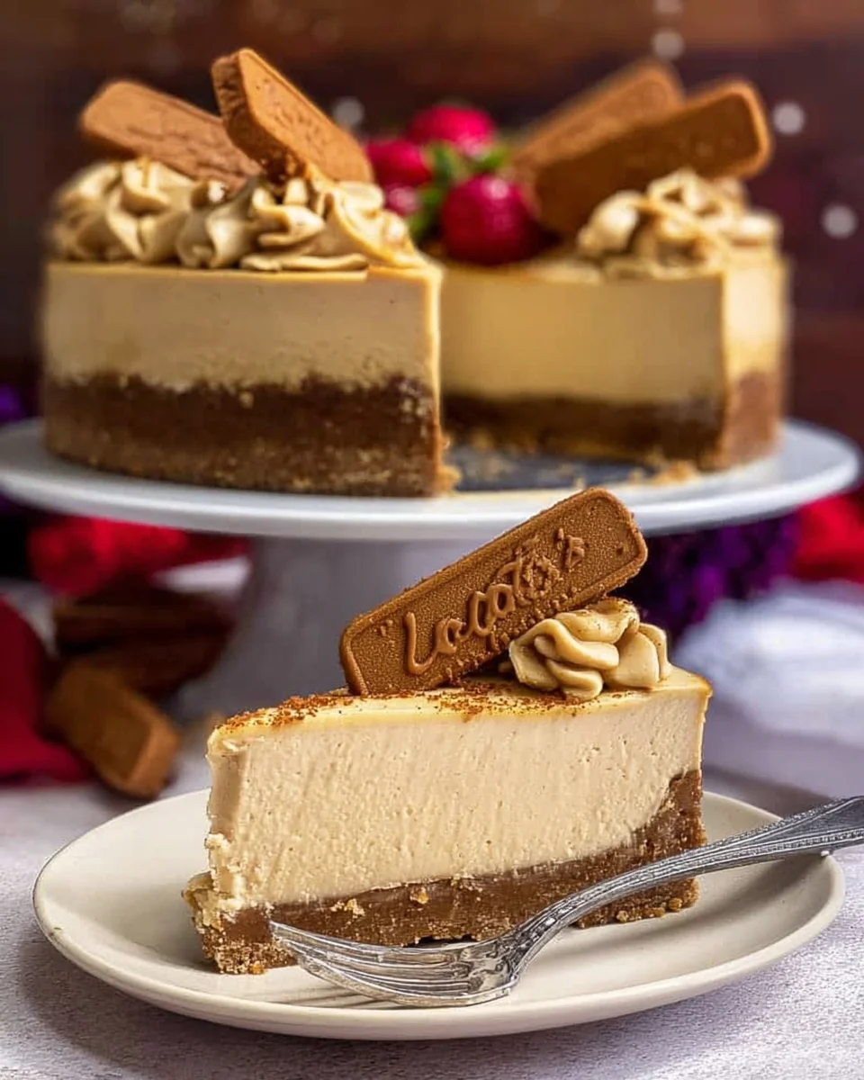 A vegan cheesecake on a cake stand with a slice missing that is on a plate ready to eat.