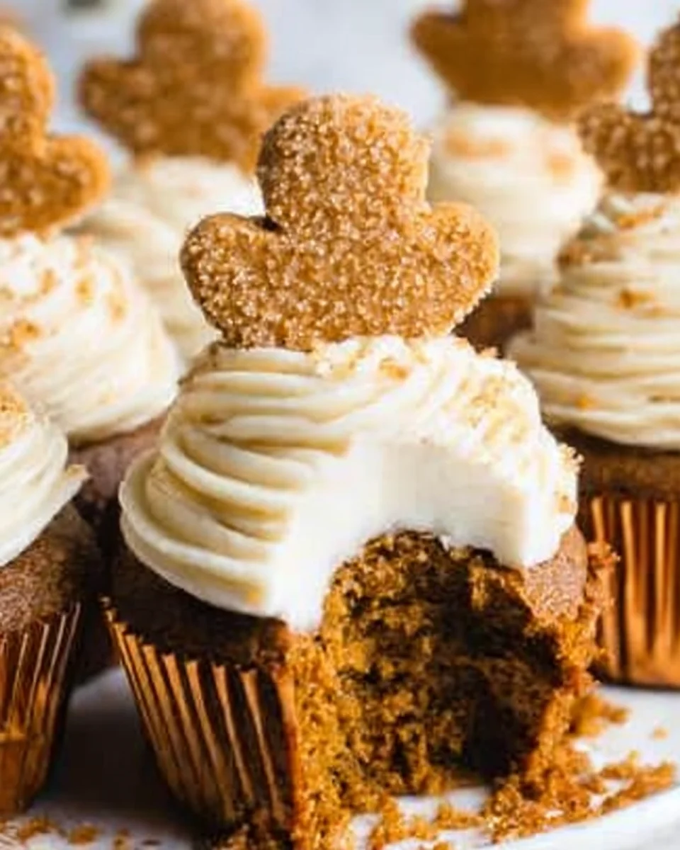 Gingerbread cupcakes with a bite missing