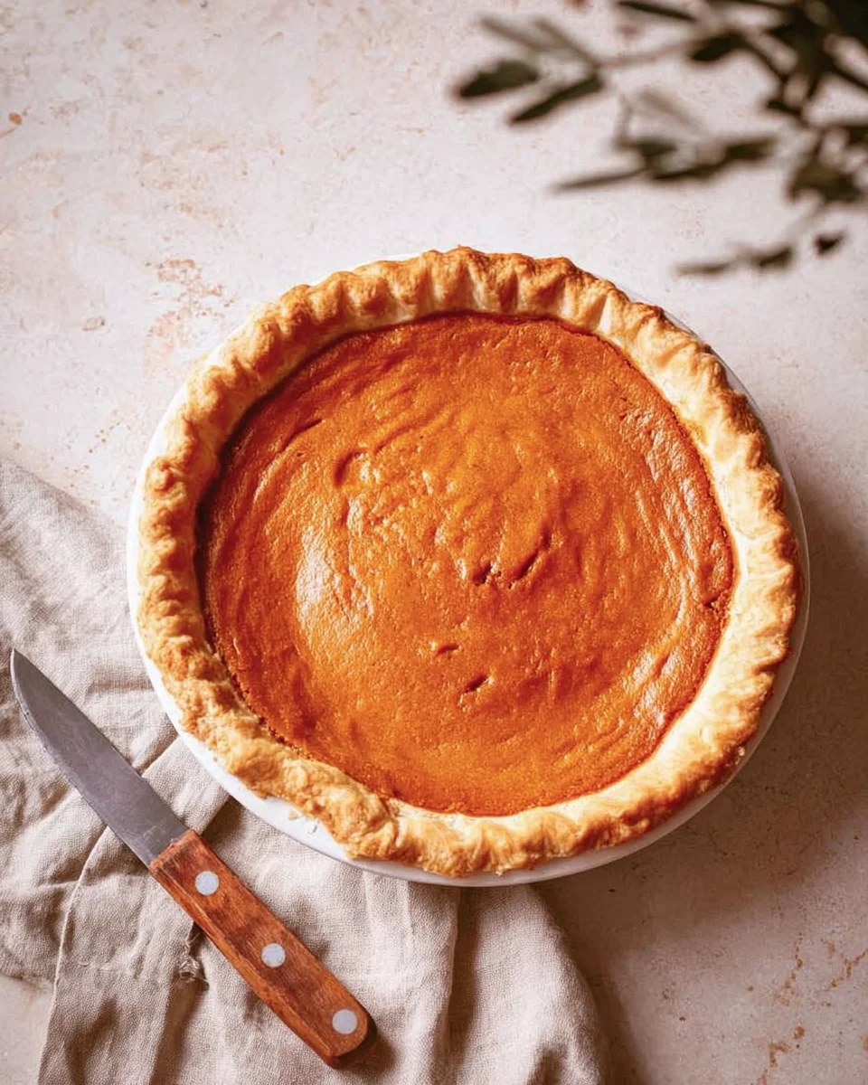 Cooked sweet potato pie fresh out of the oven.