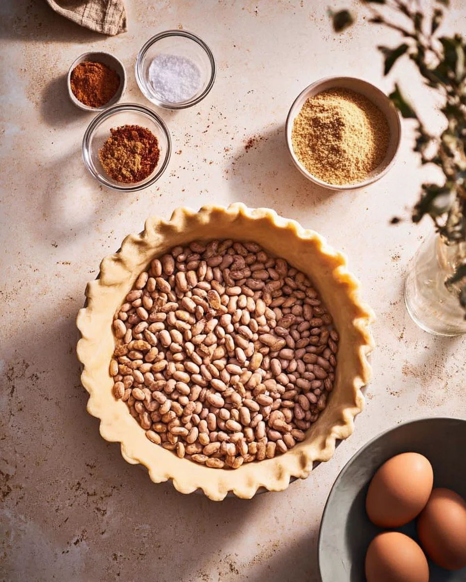 Beans in a frozen pie crust.