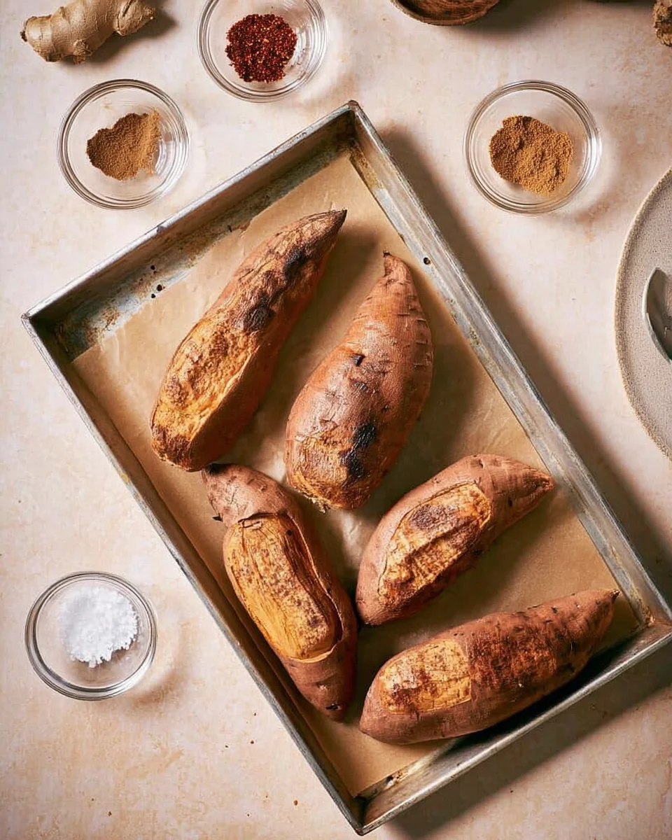 Baked sweet potatoes.