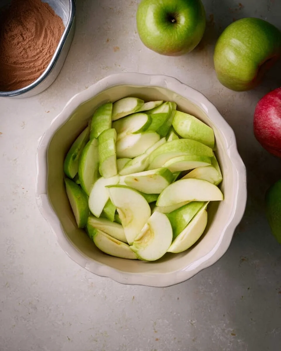 Sliced apples in a bowl.