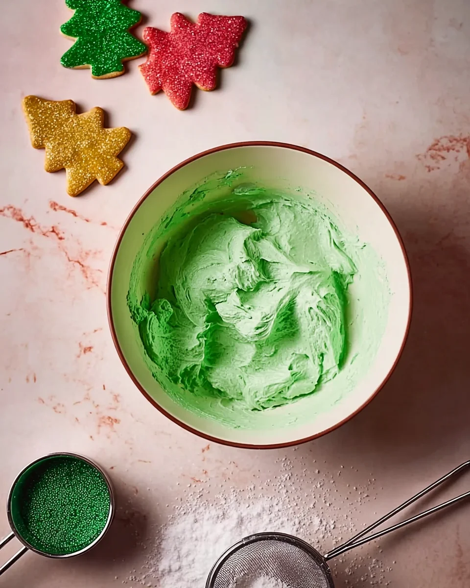Green food gel mixed in with butter, and sugar.