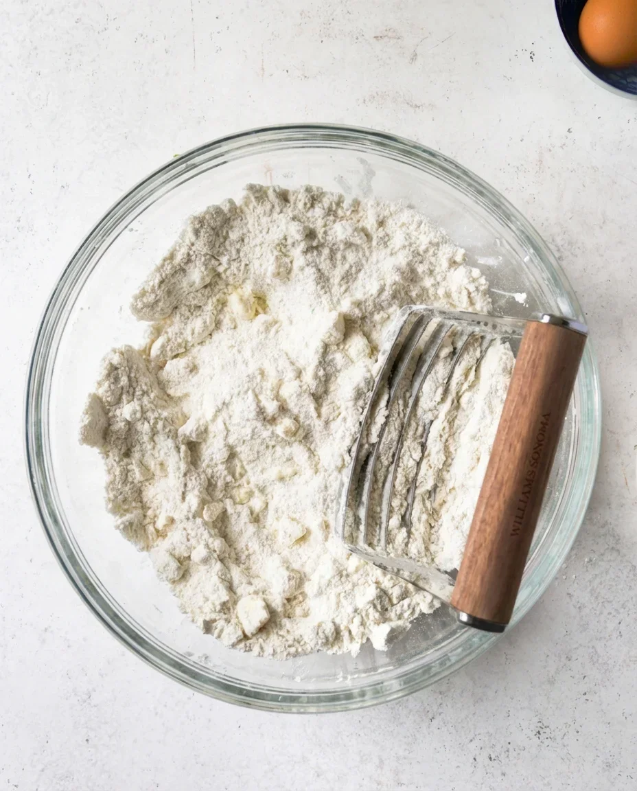 Freshly baked lemon blueberry scones with glaze on a white surface