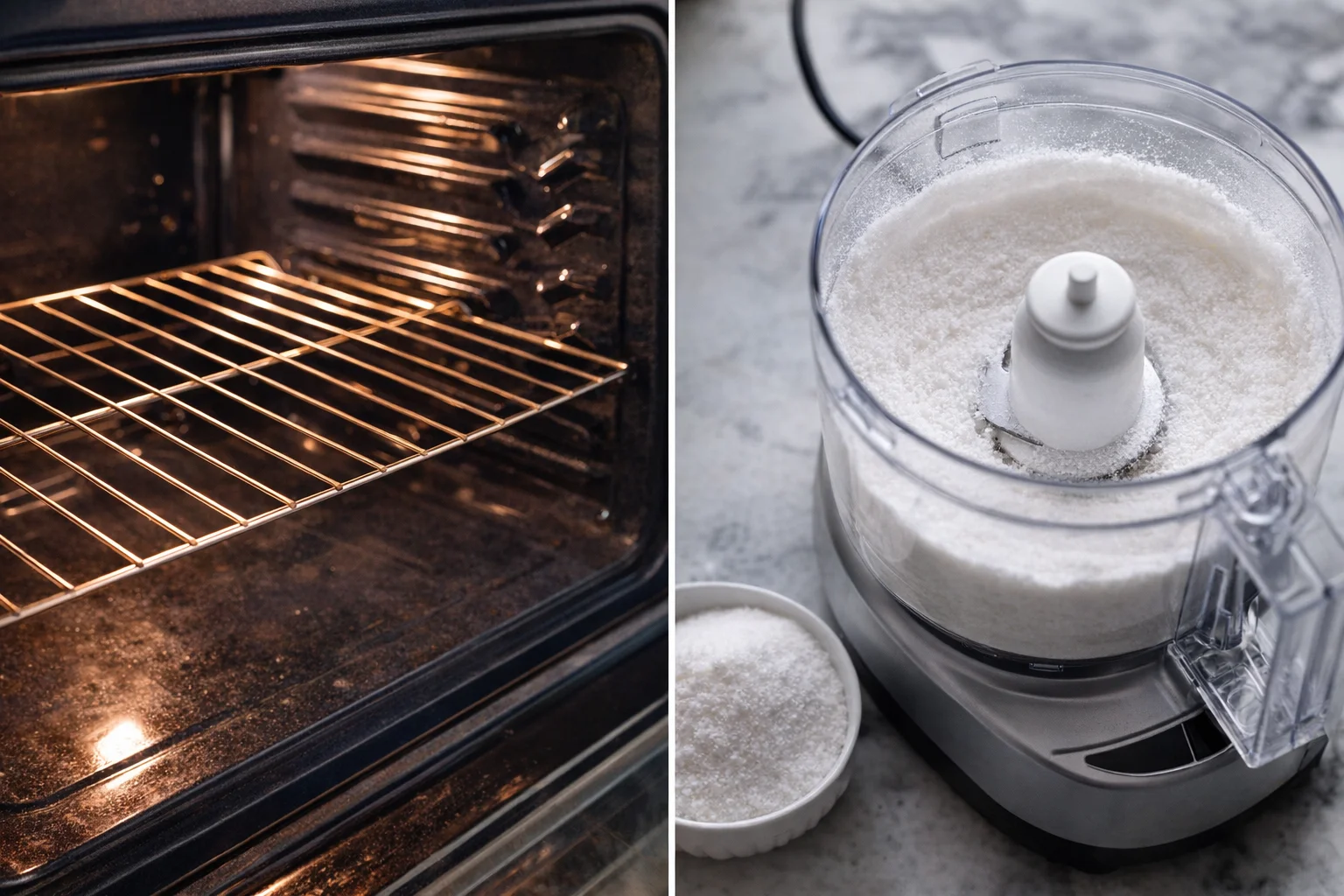Oven temperature set to 325°F with lower-middle rack; food processor bowl of superfine sugar.