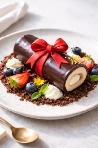 Final plated Graduation Diploma Dessert served as a hero shot