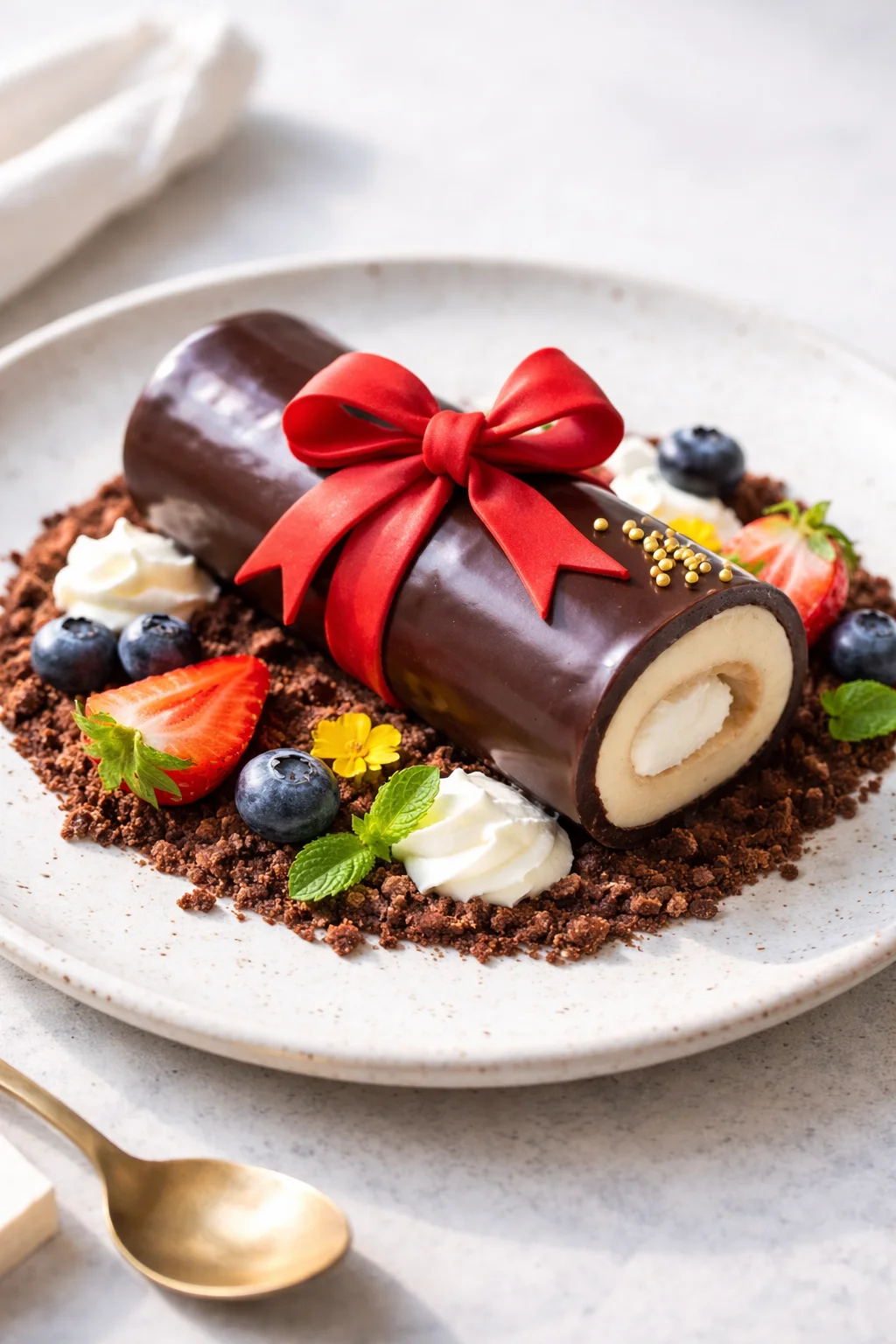 Final plated Graduation Diploma Dessert served as a hero shot