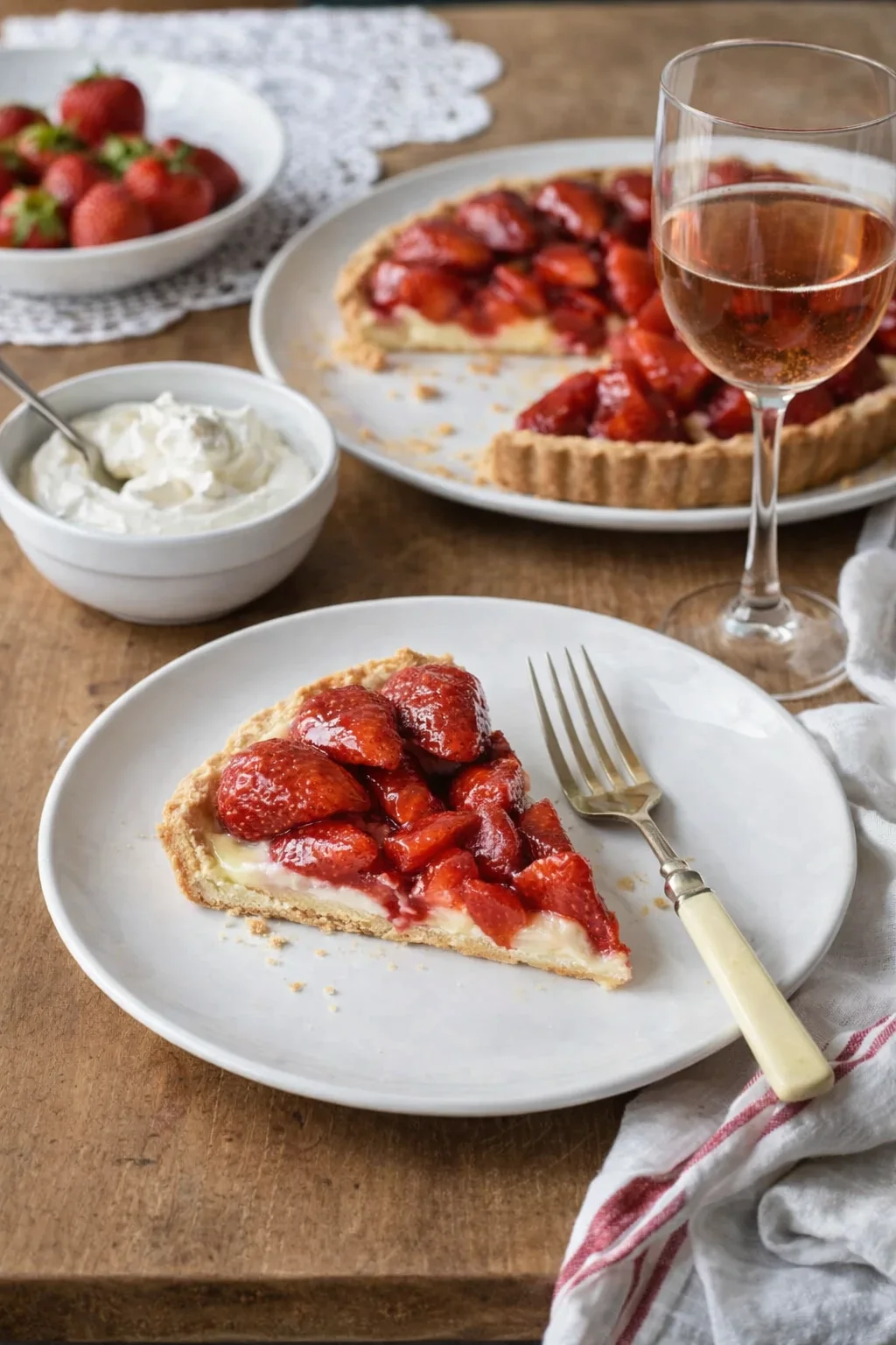 closing_final_dish-placeholder.png Alternative angle of French Strawberry Tart (Tarte aux Fraises) served with a pairing