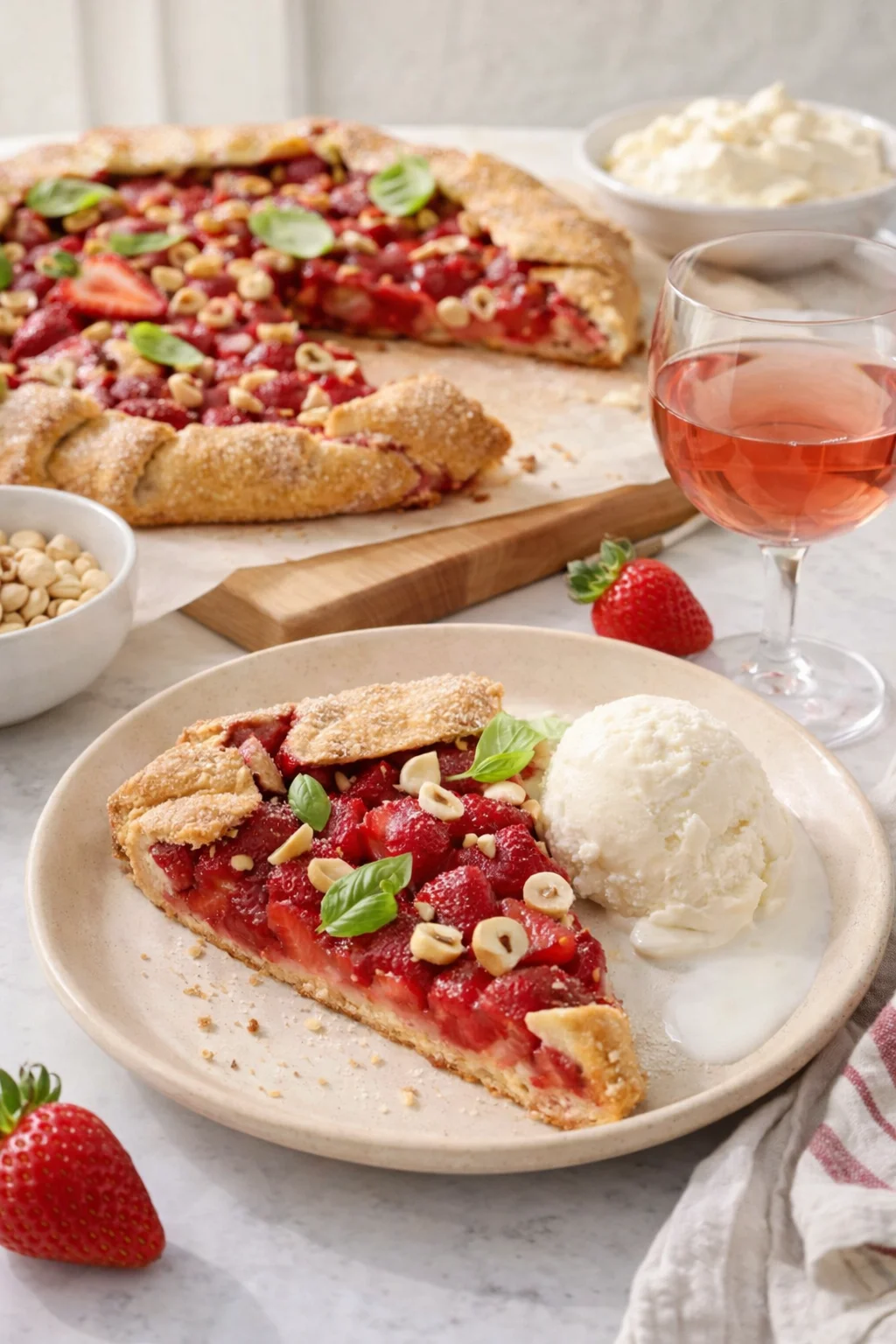 closing_final_dish-placeholder.png Alternative angle of Hazelnut and Strawberry Galette served with a pairing