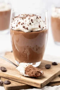 Chocolate mousse in a glass.