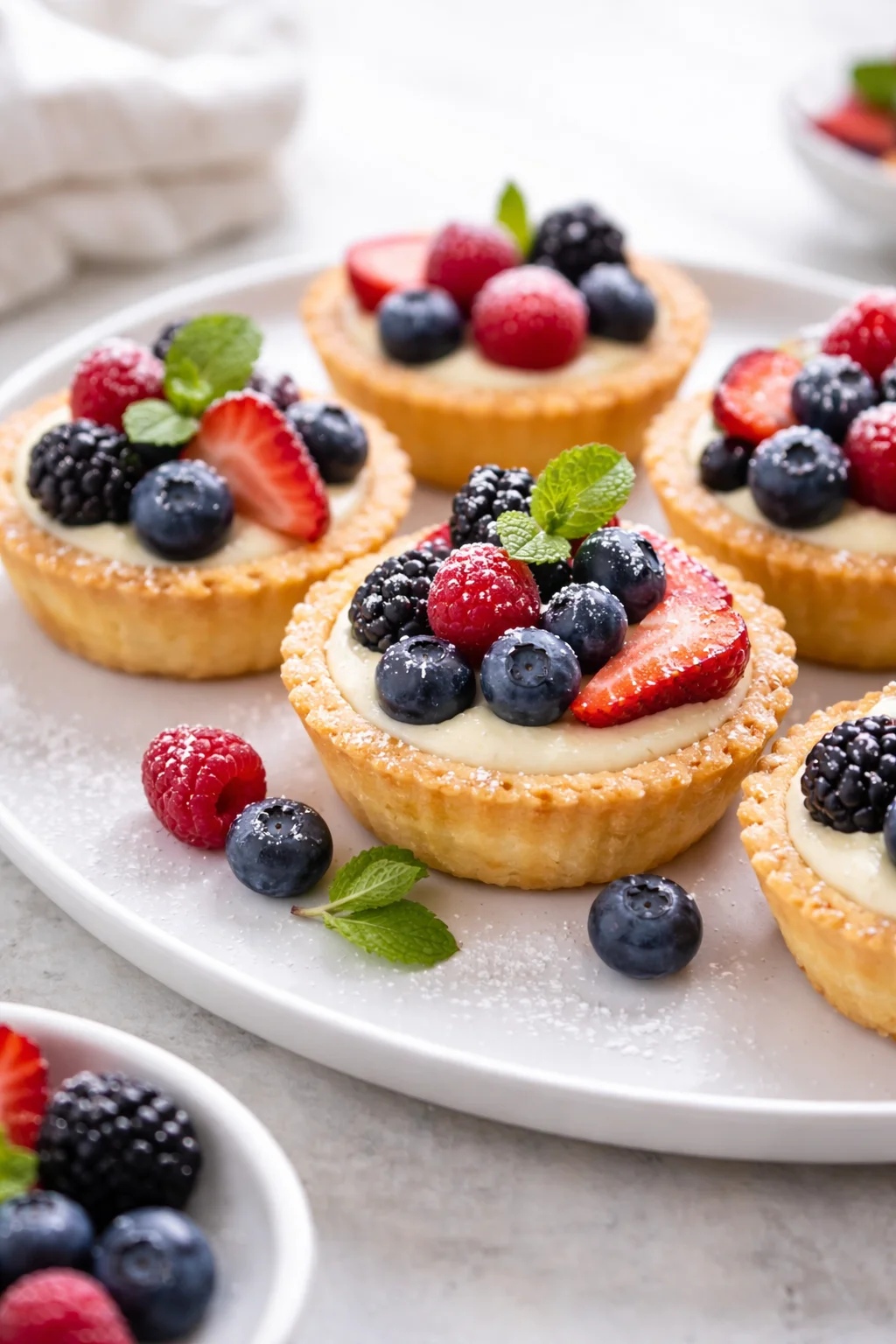 Final plated Mini Berry Tarts - Lovely Little Kitchen served as a hero shot