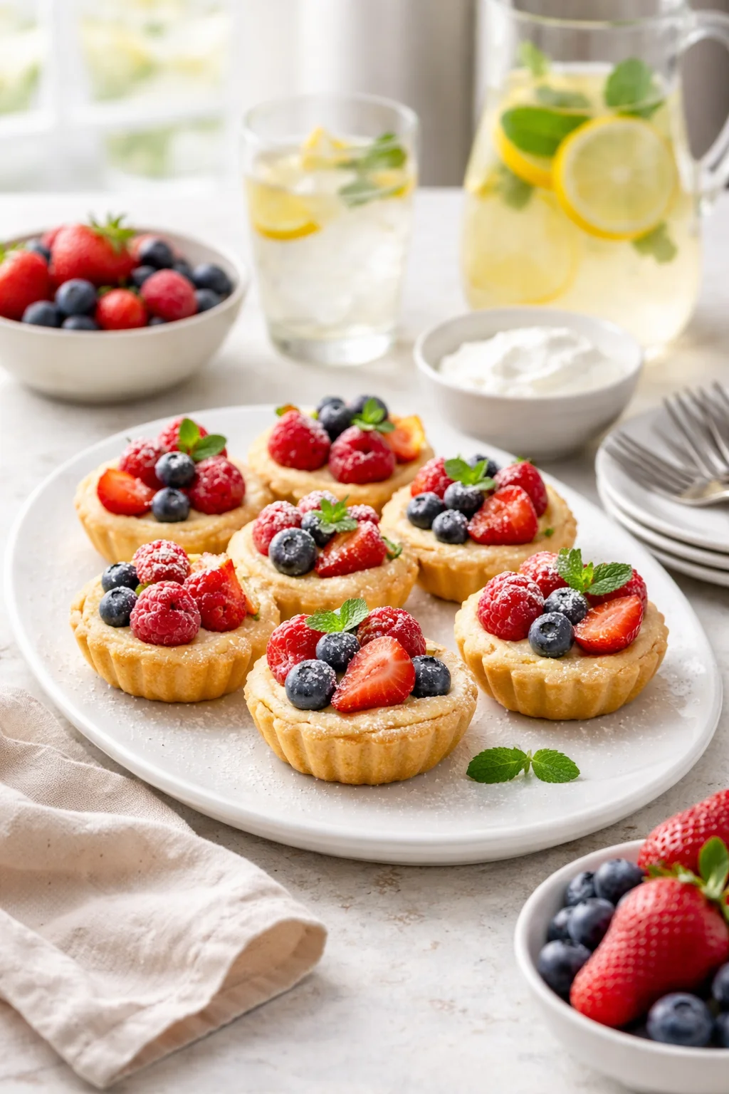 Alternative angle of Mini Berry Tarts - Lovely Little Kitchen served with a pairing
