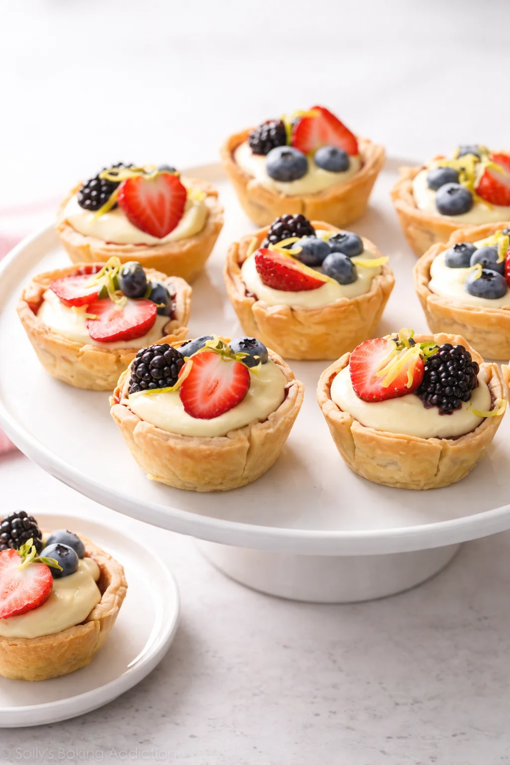 Final plated Berry Tarts served as a hero shot