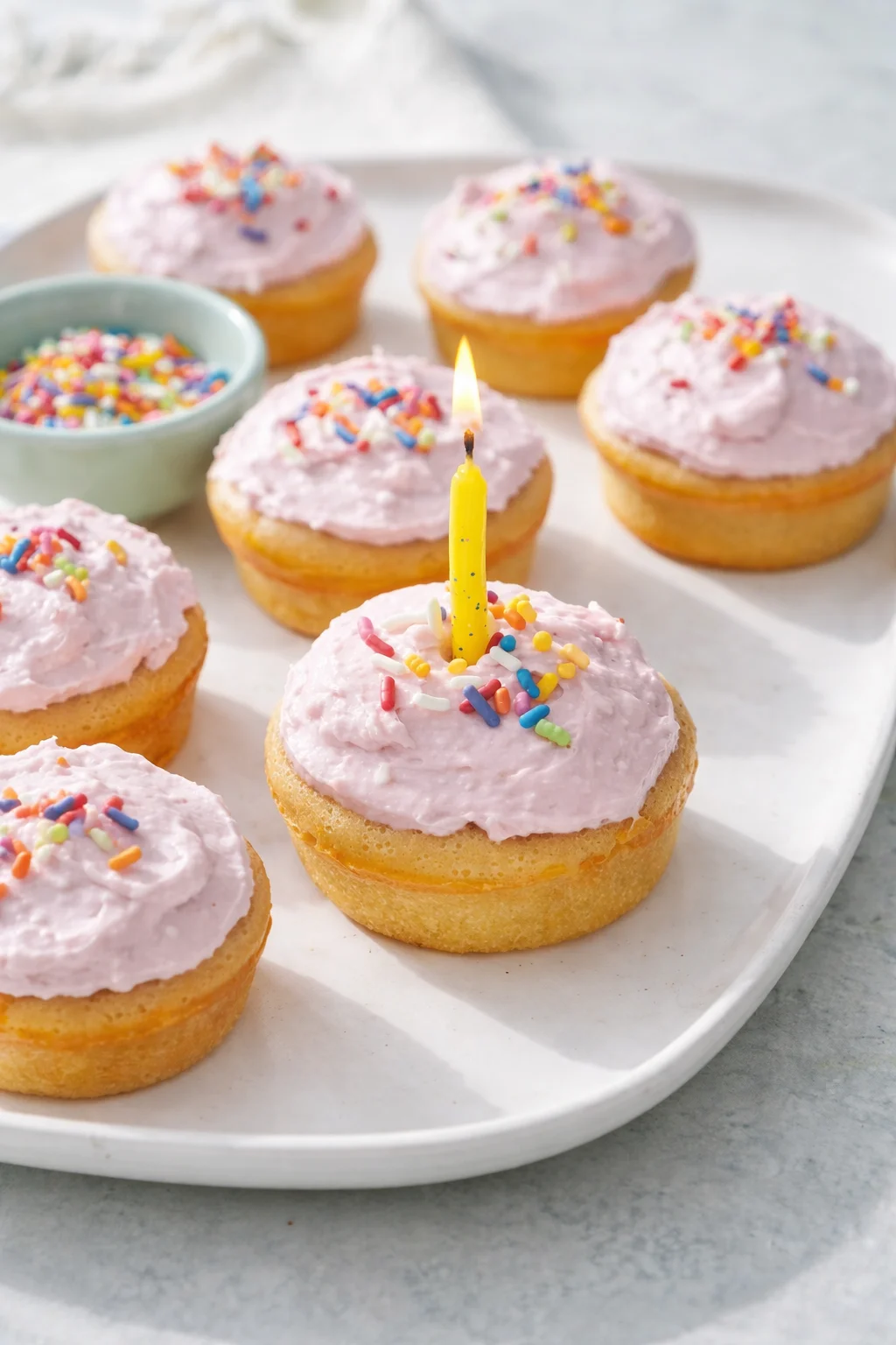 Final plated Breakfast Cupcakes served as a hero shot