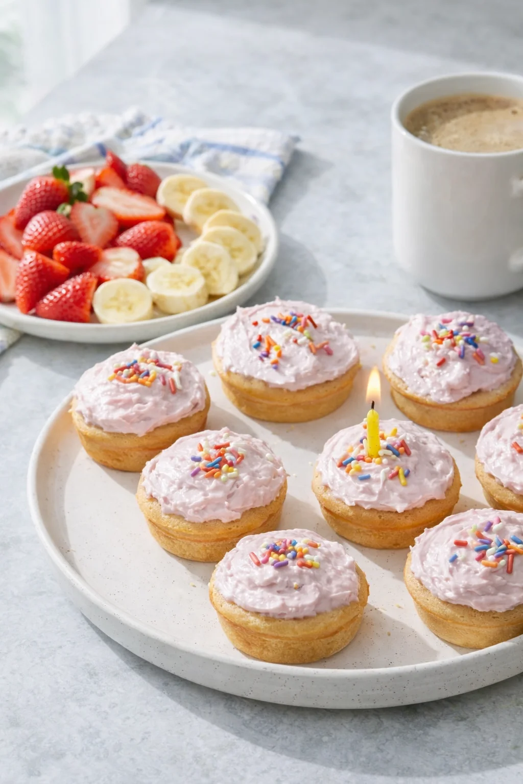 Alternative angle of Breakfast Cupcakes served with a pairing