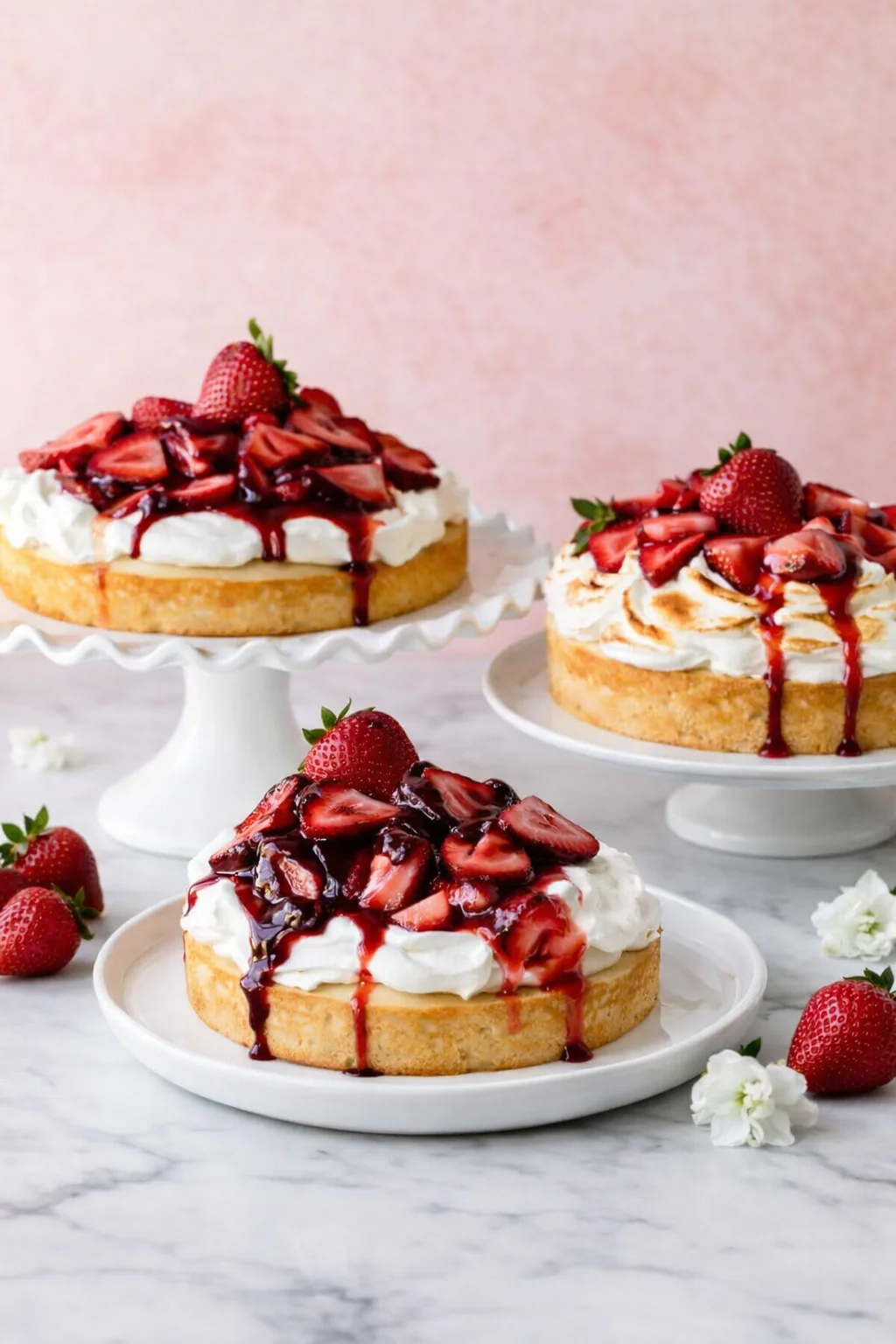 Variation ideas for One Layer Strawberry Shortcake Cake - Sally's Baking shown in a styled layout