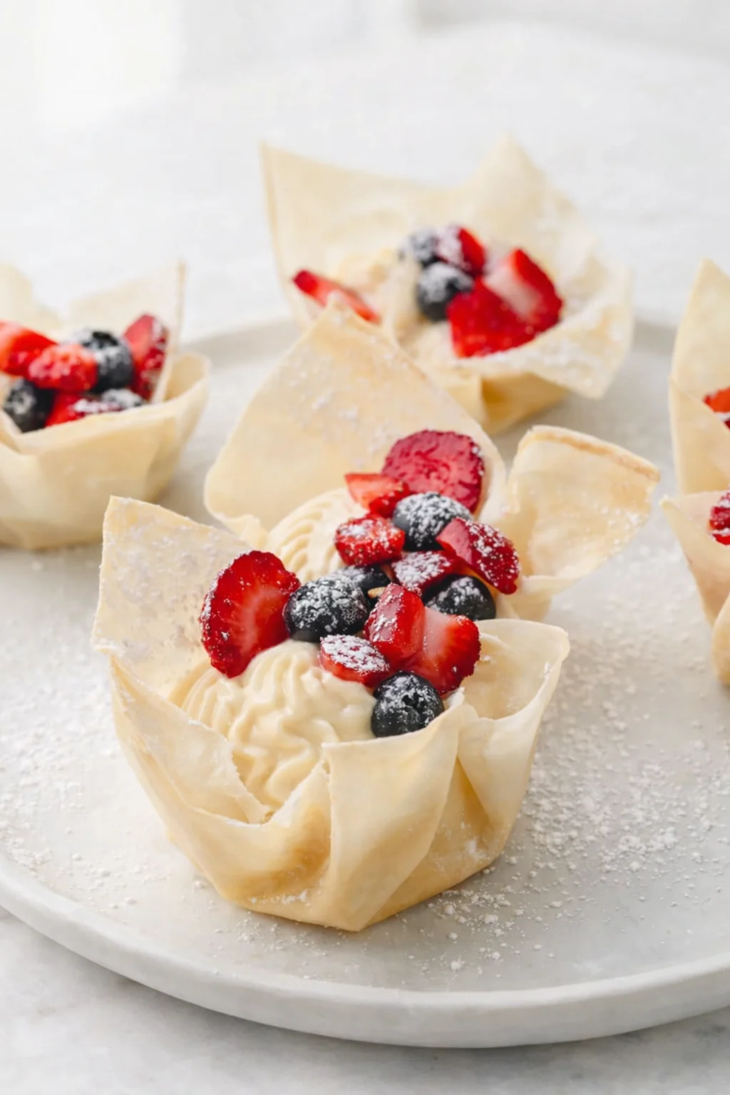 Final plated No Fuss Berry Tartlets served as a hero shot