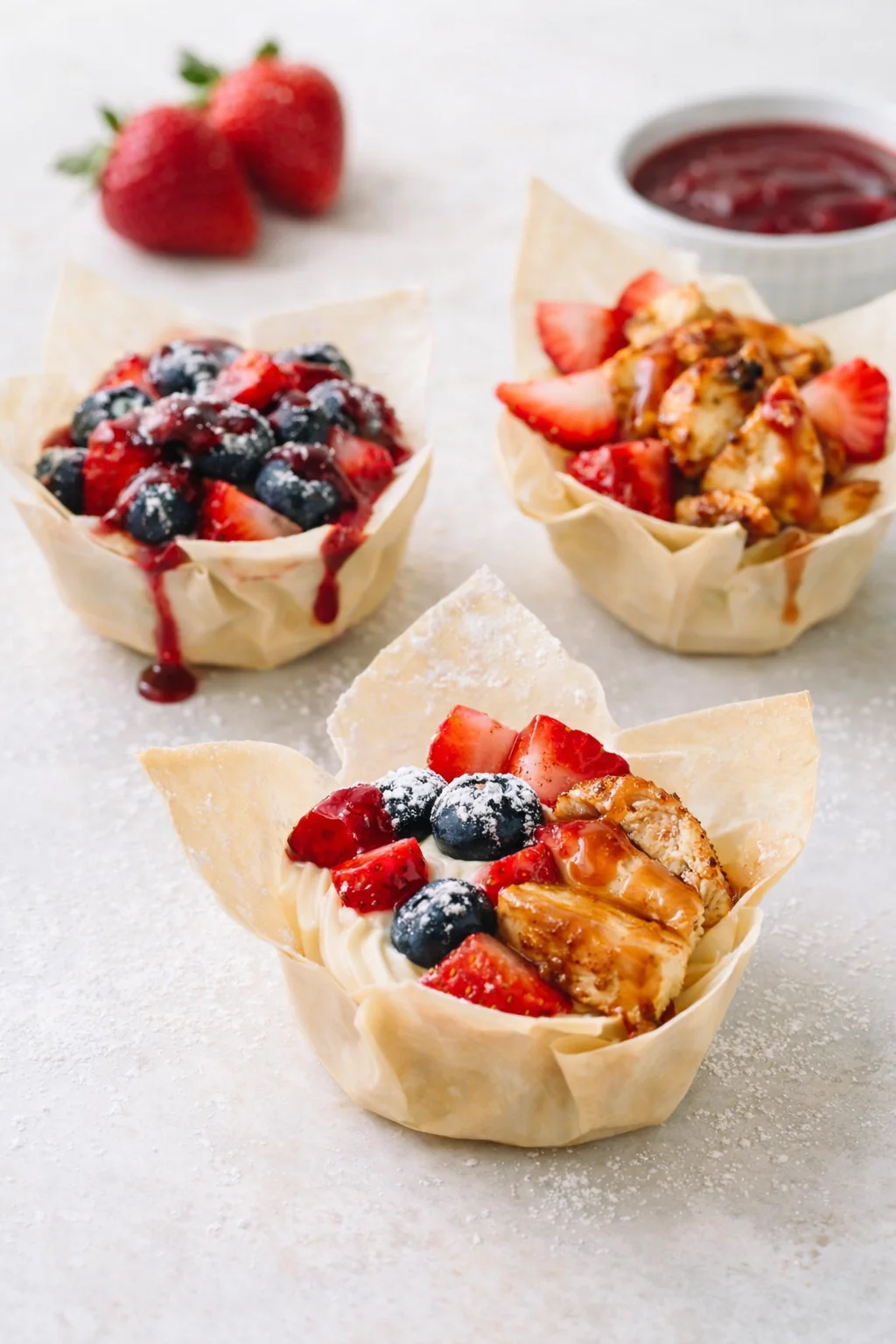 Variation ideas for No Fuss Berry Tartlets shown in a styled layout