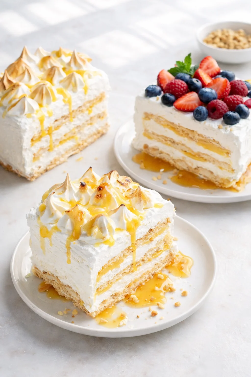 Variation ideas for Lemon Meringue Icebox Cake shown in a styled layout