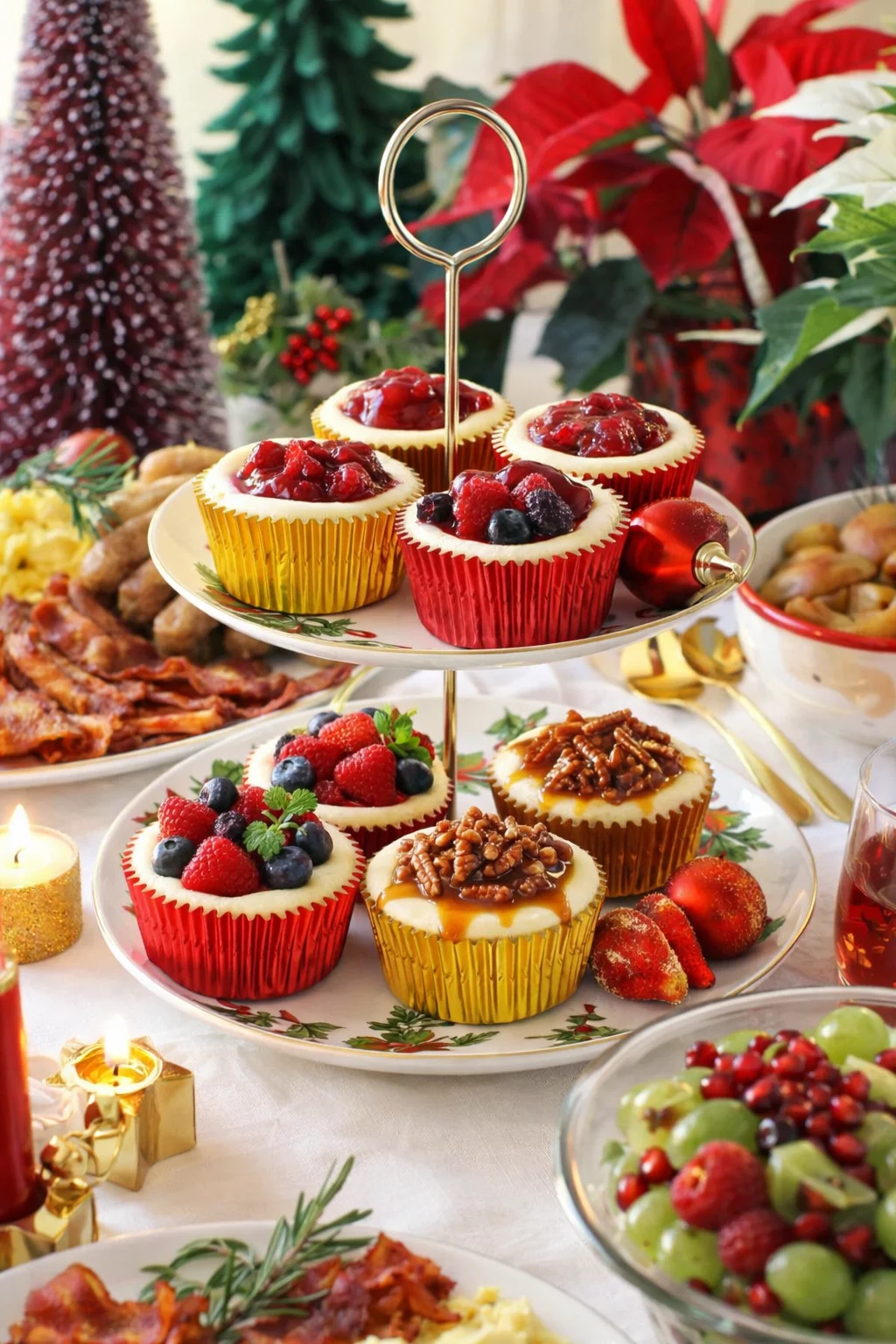 Variation ideas for Cheesecake Cupcakes & a Festive Christmas Brunch - Kitchen Frau shown in a styled layout