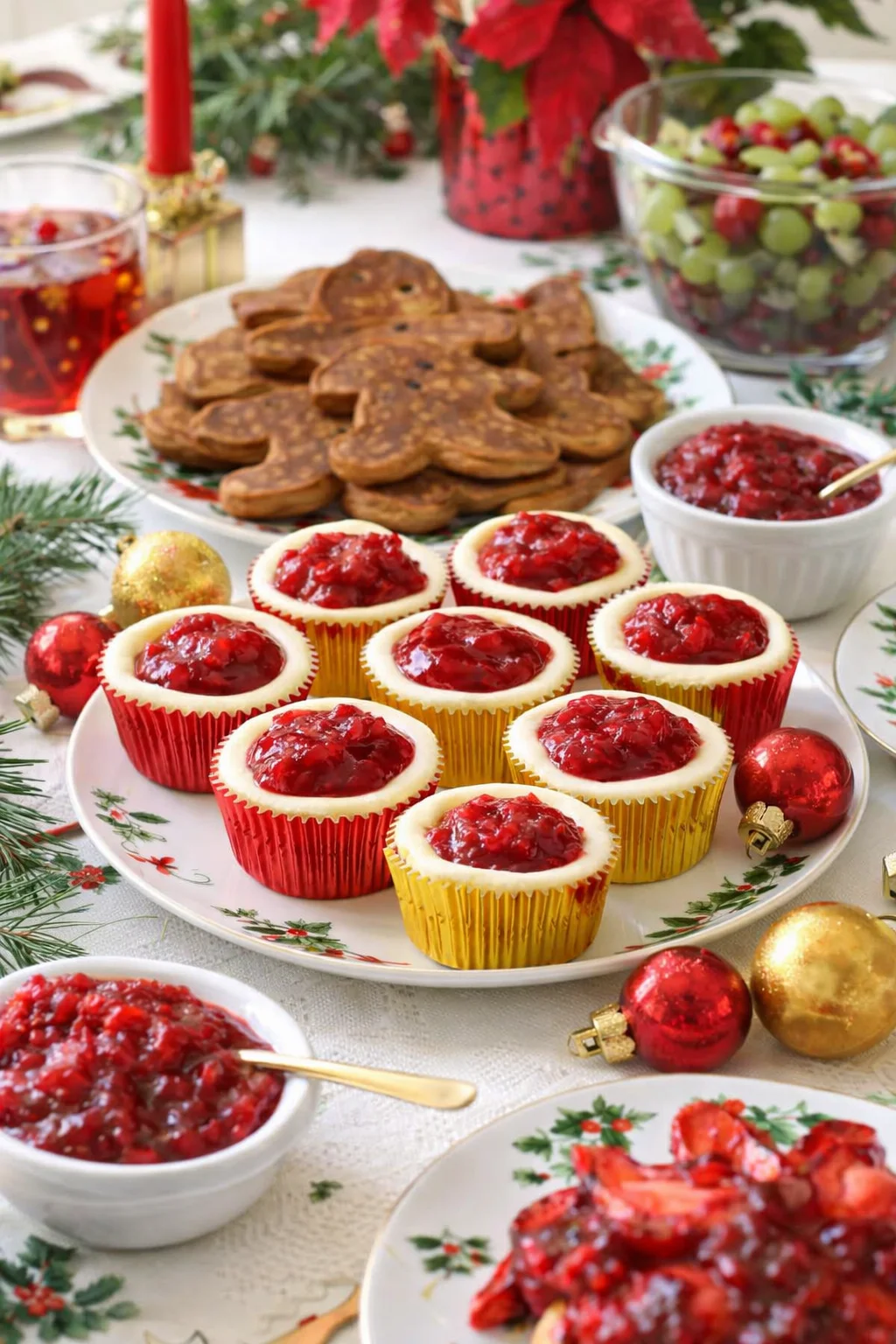 Alternative angle of Cheesecake Cupcakes & a Festive Christmas Brunch - Kitchen Frau served with a pairing