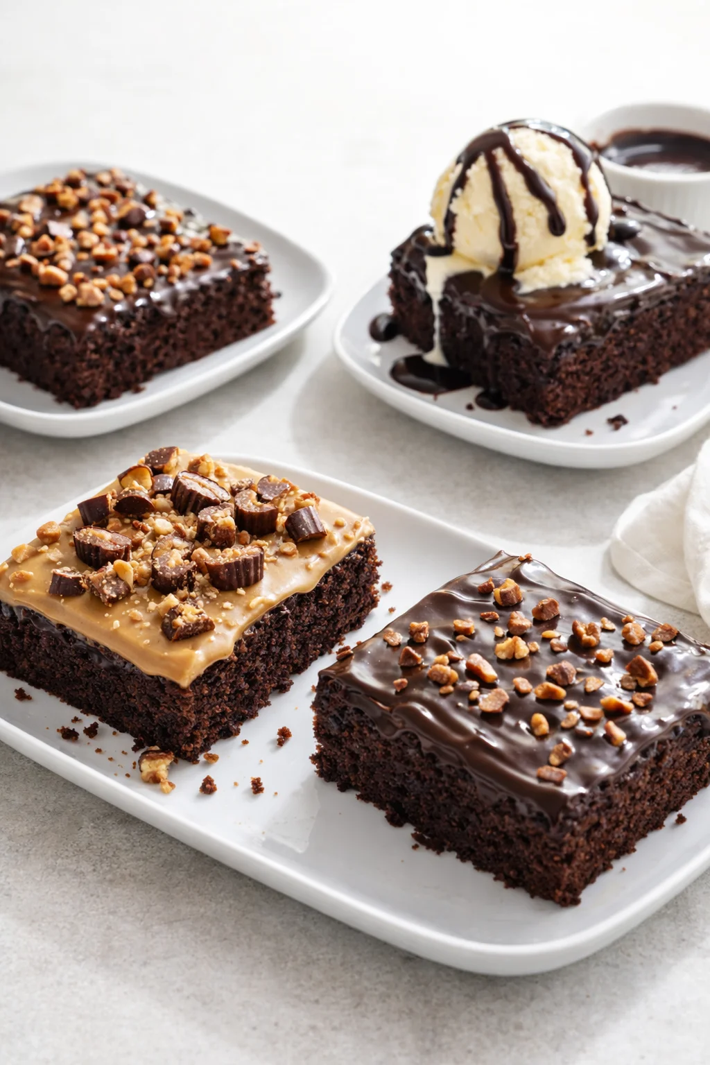 Variation ideas for Texas Sheet Cake shown in a styled layout