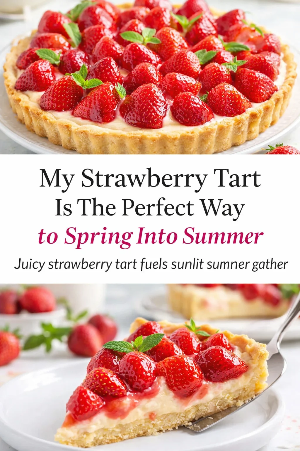 Pinterest-style image for My Strawberry Tart Is The Perfect Way To Spring Into Summer with centered text overlay