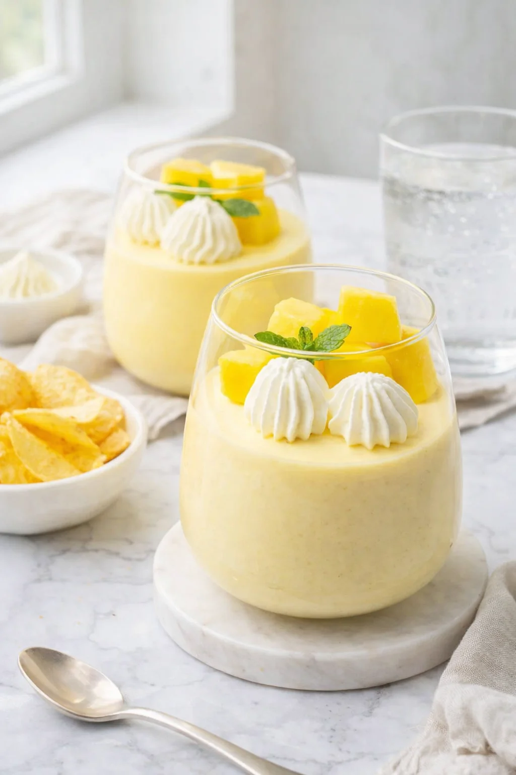 Alternative angle of Mango Mousse served with a pairing