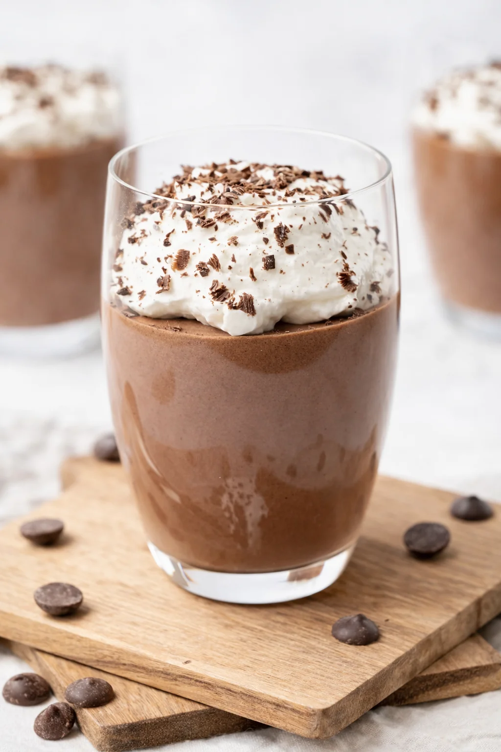 Final plated Chocolate Mousse Cups served as a hero shot