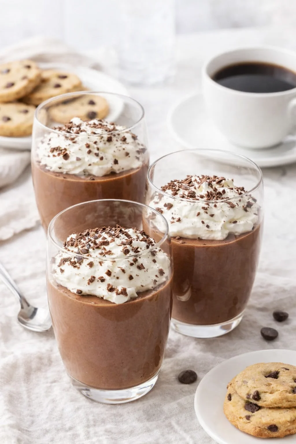 Alternative angle of Chocolate Mousse Cups served with a pairing