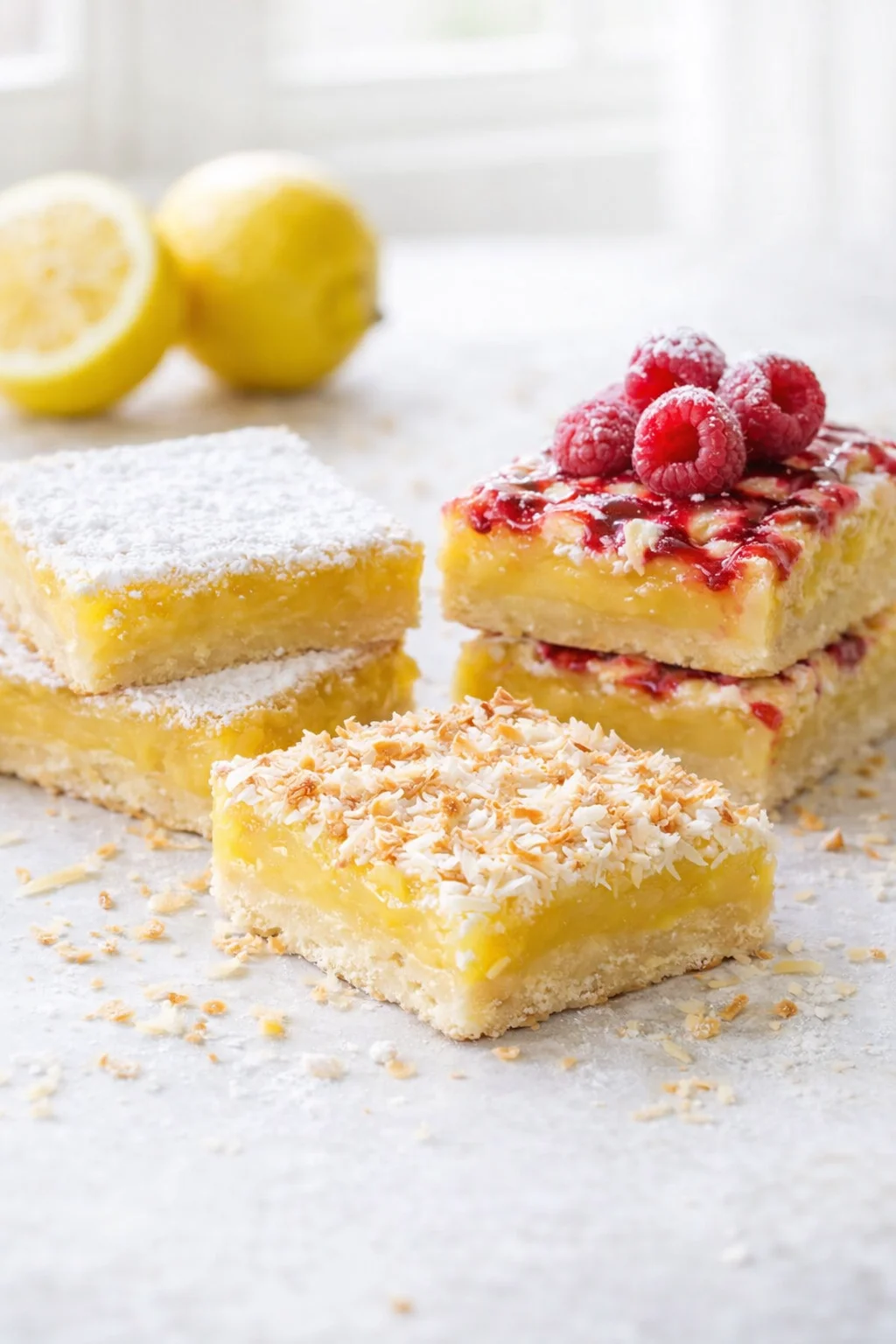 Variation ideas for Lemon Bars shown in a styled layout