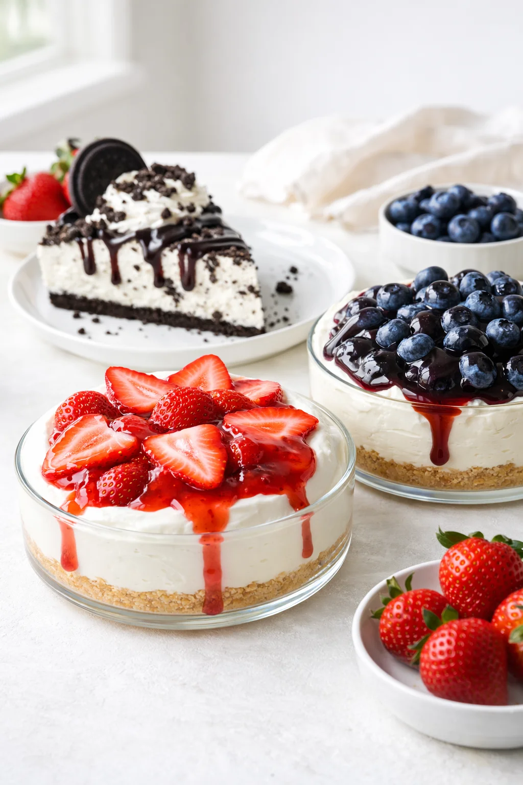 Variation ideas for No-Bake Cheesecake with Cool Whip shown in a styled layout