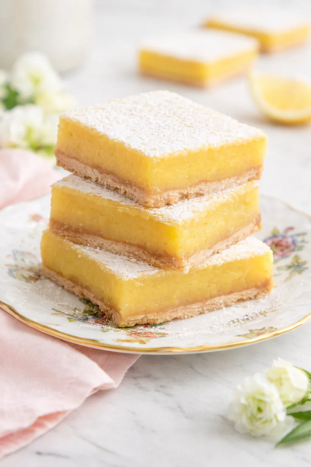 Final plated Lemon Bars served as a hero shot