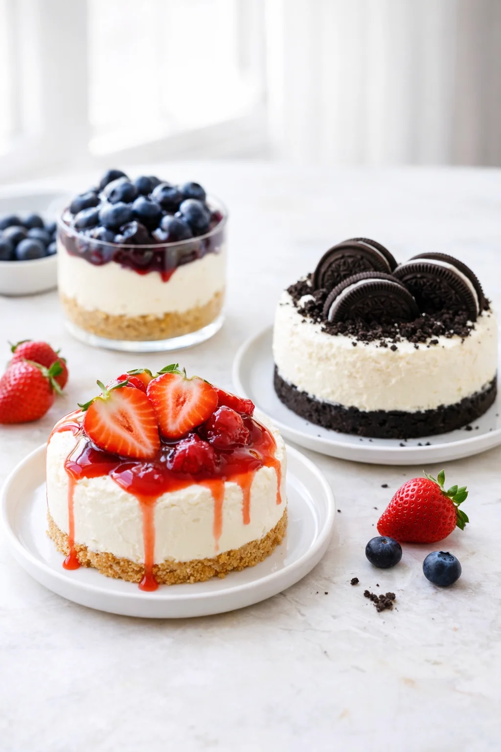 Variation ideas for Easy No-Bake Cheesecake Recipe shown in a styled layout