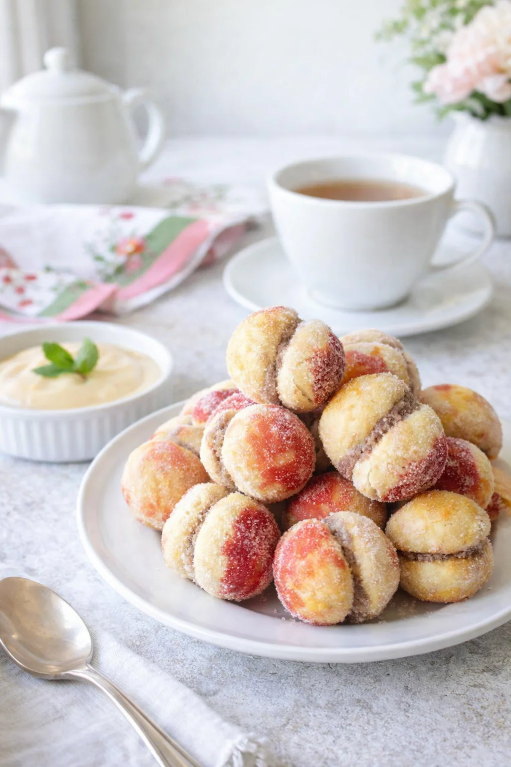 Alternative angle of Breskvice Recept: Croatian Peach Cookies served with a pairing