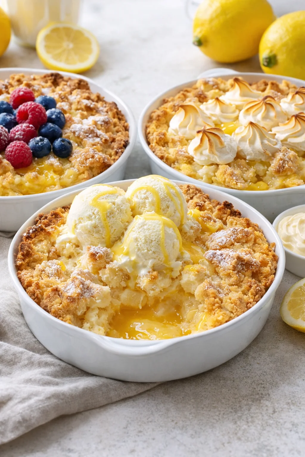 Variation ideas for Magic Lemon Cobbler: A Sweet, Tangy Dessert Delight shown in a styled layout