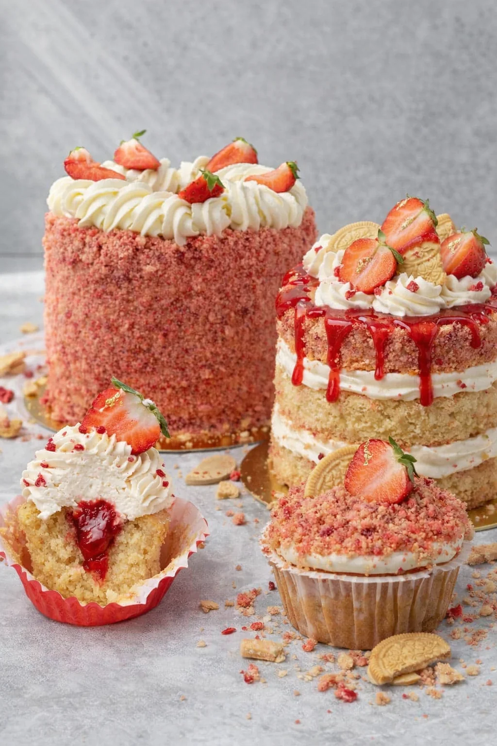 Variation ideas for The Ultimate Strawberry Crunch Cake (VIDEO) - Spatula Desserts shown in a styled layout