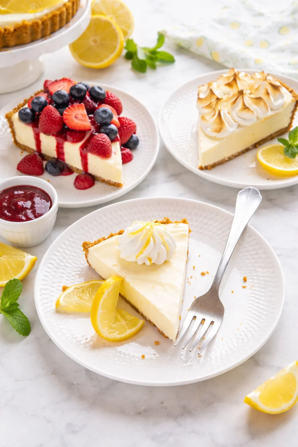 Variation ideas for No Bake Lemon Tart shown in a styled layout