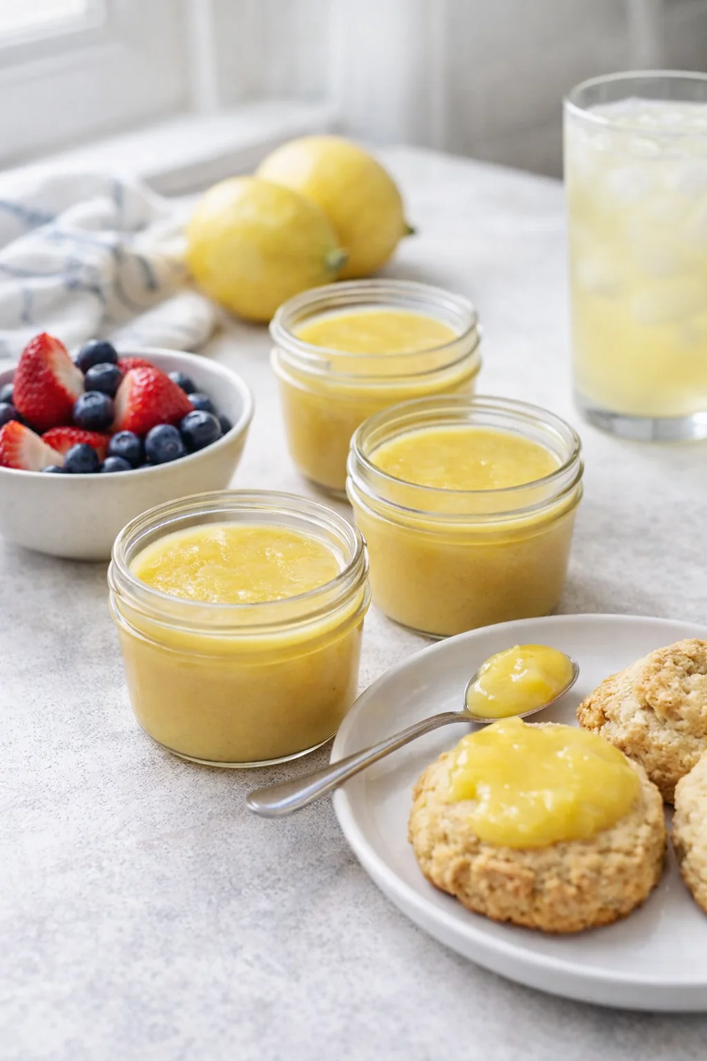 Alternative angle of Easy Meyer Lemon Curd {using the whole egg} served with a pairing