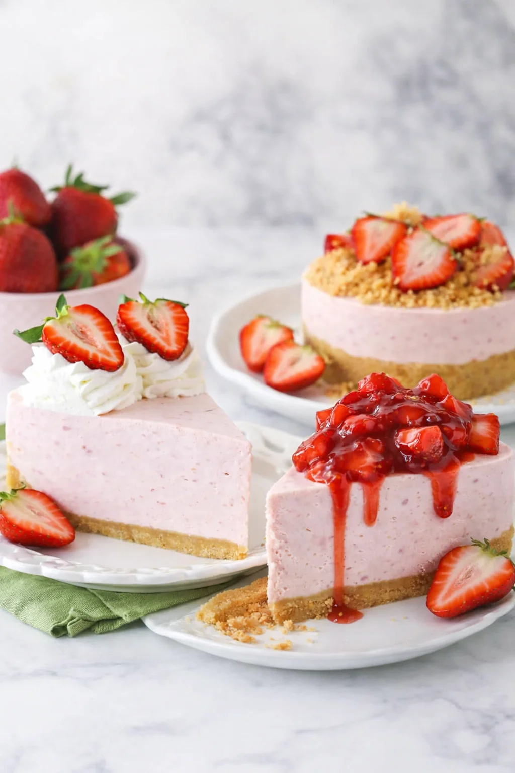 Variation ideas for Easy No Bake Strawberry Cheesecake - The Perfect Strawberry Dessert shown in a styled layout