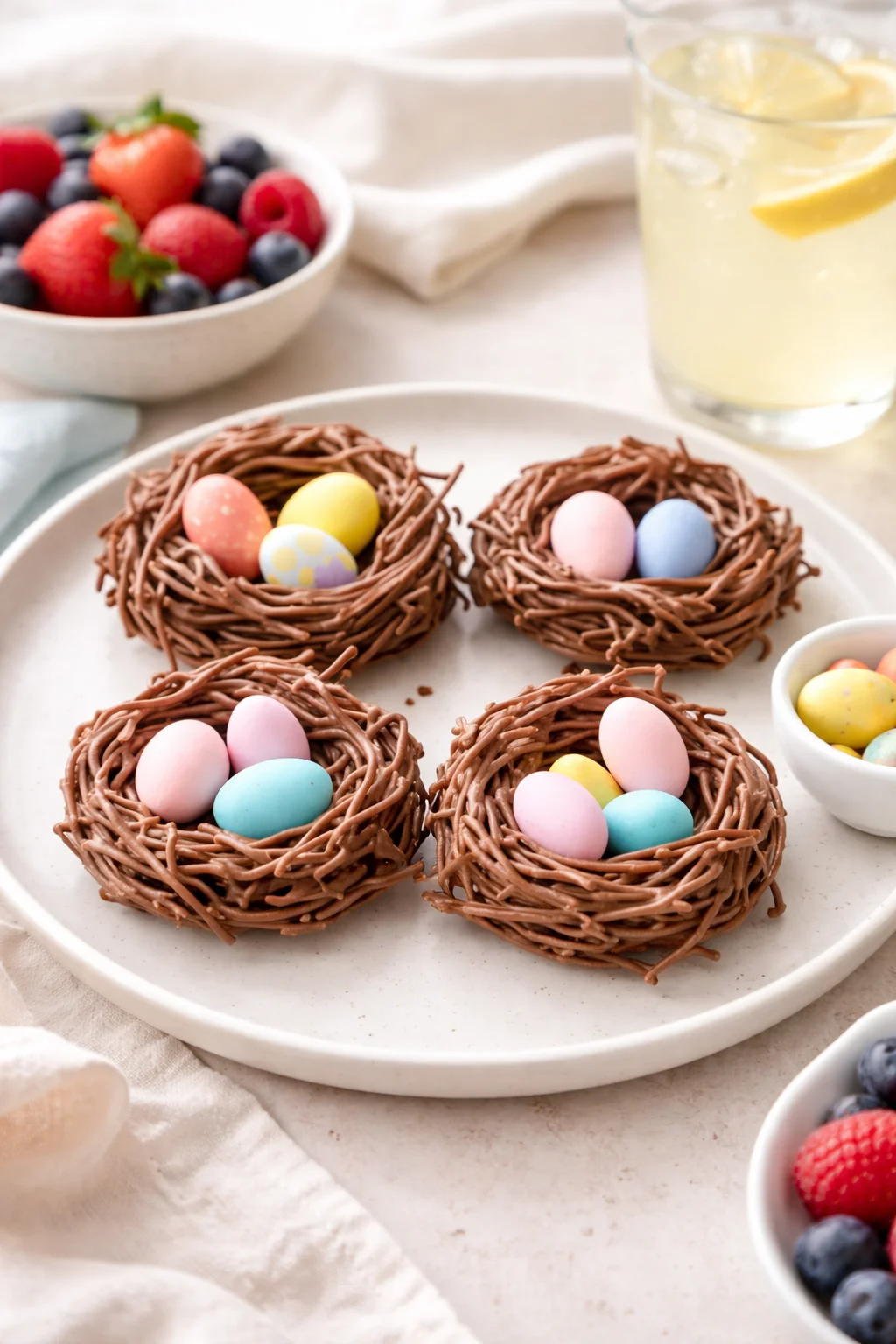 Alternative angle of Birds Nest Cookies Even Grandma Will Beg For served with a pairing