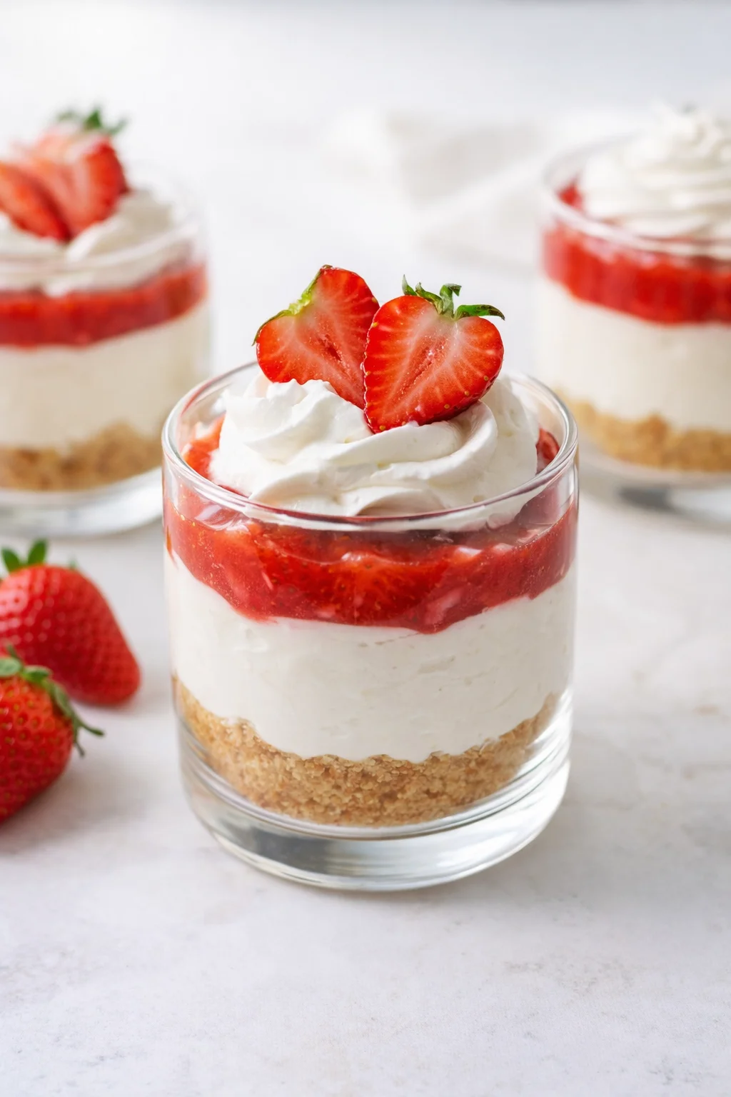 Final plated The Creamiest No-Bake Cheesecake Cups Recipe EVER!! | Rose Bakes served as a hero shot