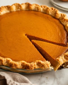 Delicious homemade pumpkin pie with a flaky crust and vibrant filling.